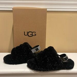 Ugg Fluff Yeah Metallic Sparkle Slide - Kids